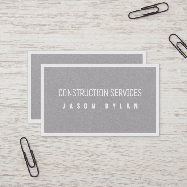 Wood furniture inspired framed gray white business card (Front/Back In Situ)