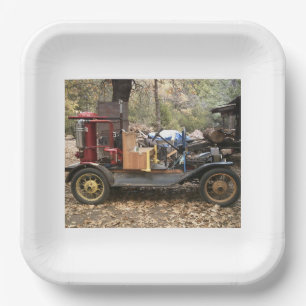 Wood gas driven car paper plates