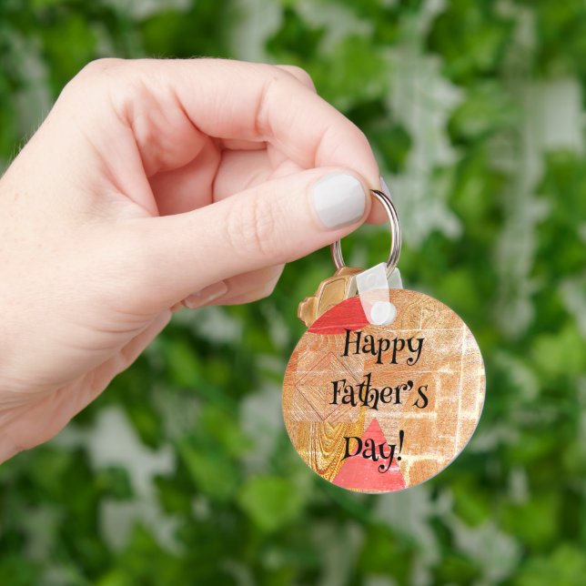 Wood - geometric shapes  - Father’s day Keychain (Hand)