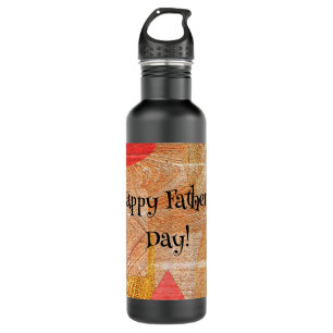 Wood - geometric shapes  - Father’s day Stainless Steel Water Bottle