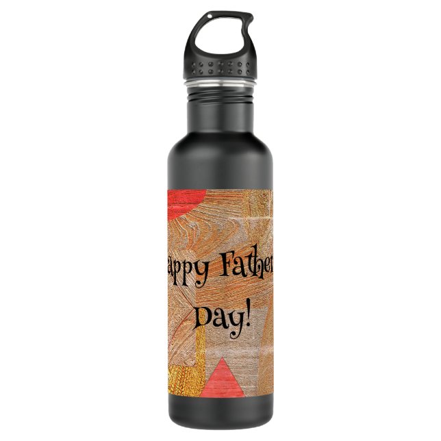 Wood - geometric shapes  - Father’s day Stainless Steel Water Bottle (Front)