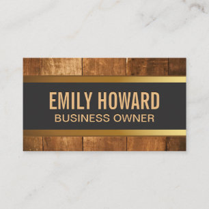 Wood Gold Trim Banner Business Card