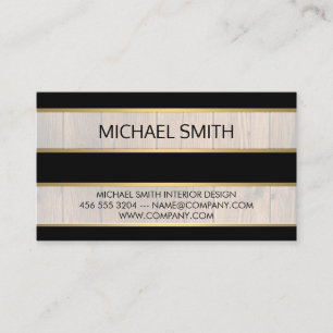 Wood Gold Trim Texture Stripes Business Card