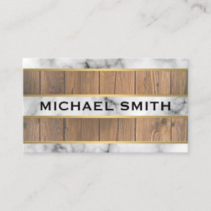 Wood Gold Trim Texture Stripes Business Card