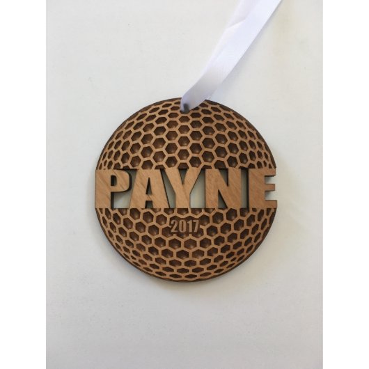 Wood Golf Ball Ornament for Christmas Team Gifts (Front)