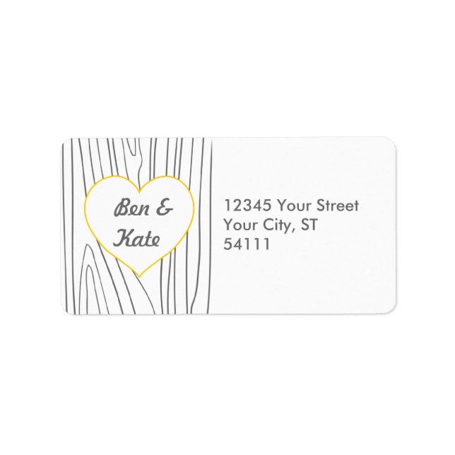 Wood Grain Address Labels - Yellow and Grey (Front)
