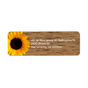 Wood Grain and Sunflower Custom Return Address Label