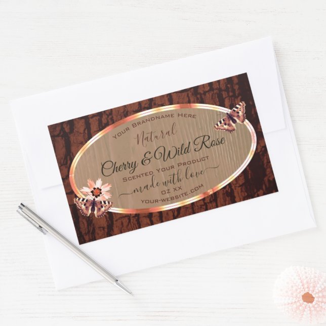 Wood Grain and Tree Bark Product Labels Butterfies (Envelope)