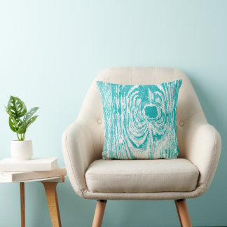 Wood Grain Aqua Pattern Pillow