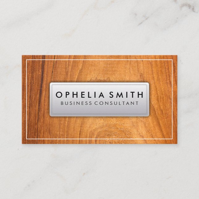 Wood Grain Background Business Card (Front)
