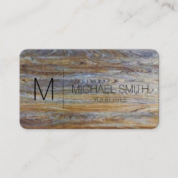 Wood Grain Background Monogram #3 Business Card by NhanNgo at Zazzle