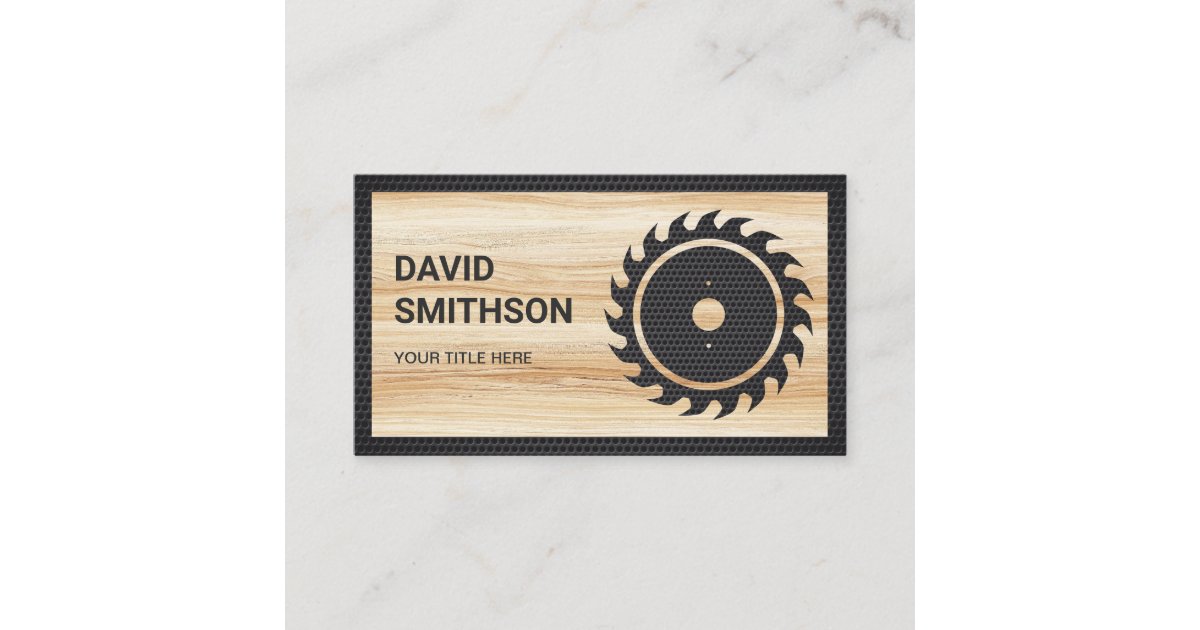 Wood Grain Black Circular Saw Handyman Carpenter Business Card Zazzle