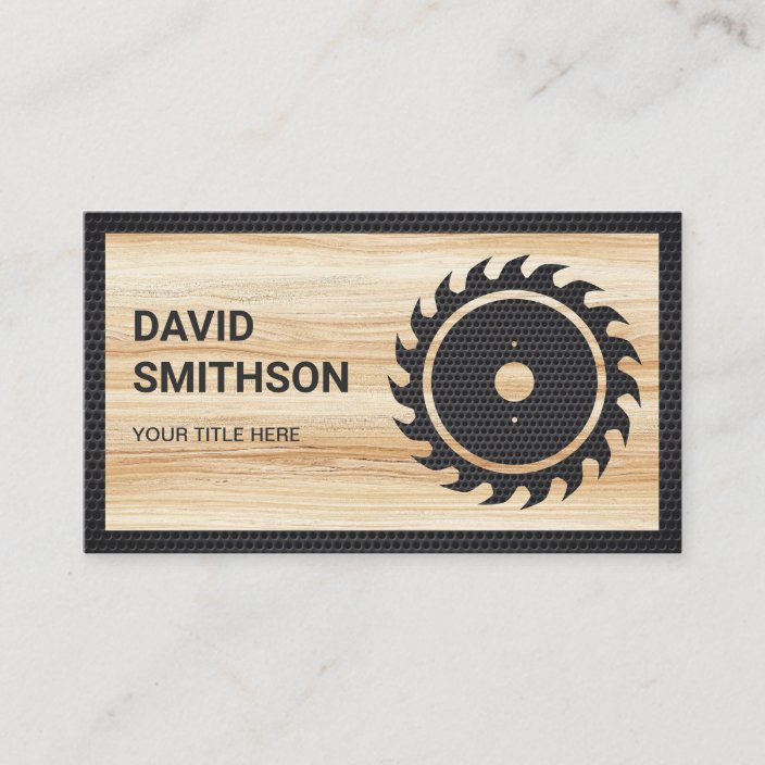 Wood Grain Black Circular Saw Handyman Carpenter Business Card Zazzle