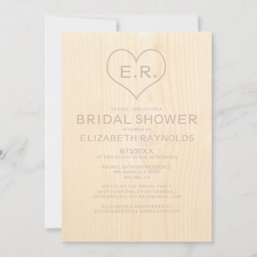 Wood Grain Bridal Shower Invitations