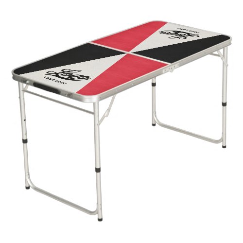 Wood grain Company Logo Business Red Black Beer Po Beer Pong Table