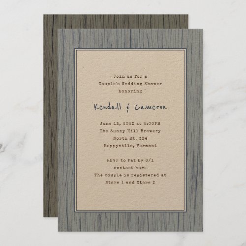 Wood Grain Couples Wedding Shower Invitation