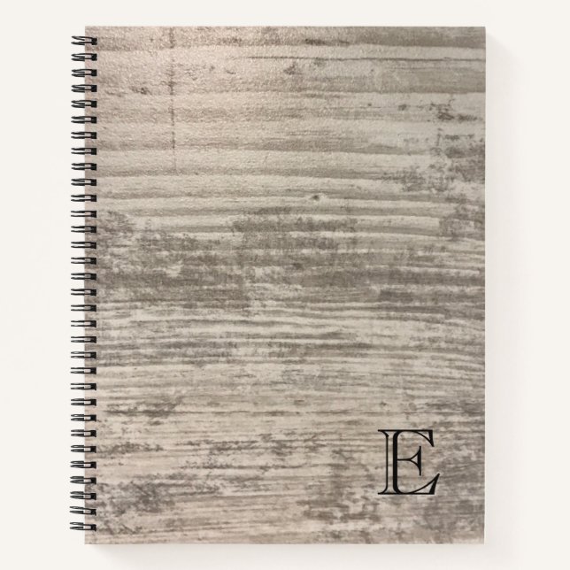 Wood Grain Design Brown Zen Personalized Monogram Notebook (Front)