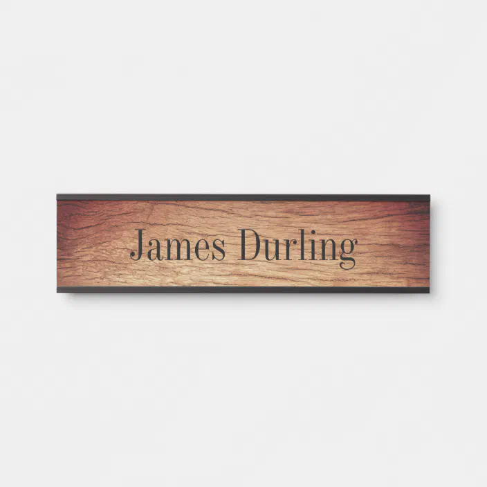 Wood Grain Effect Desk Hanging Wall Nameplate Zazzle Com