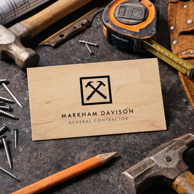 Wood Grain General Contractor Business Card (Creator Uploaded)