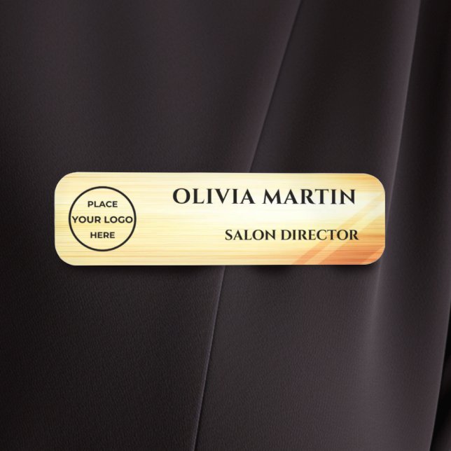 Wood-grain Gold-2 Magnetic Name Badge (Creator Uploaded)