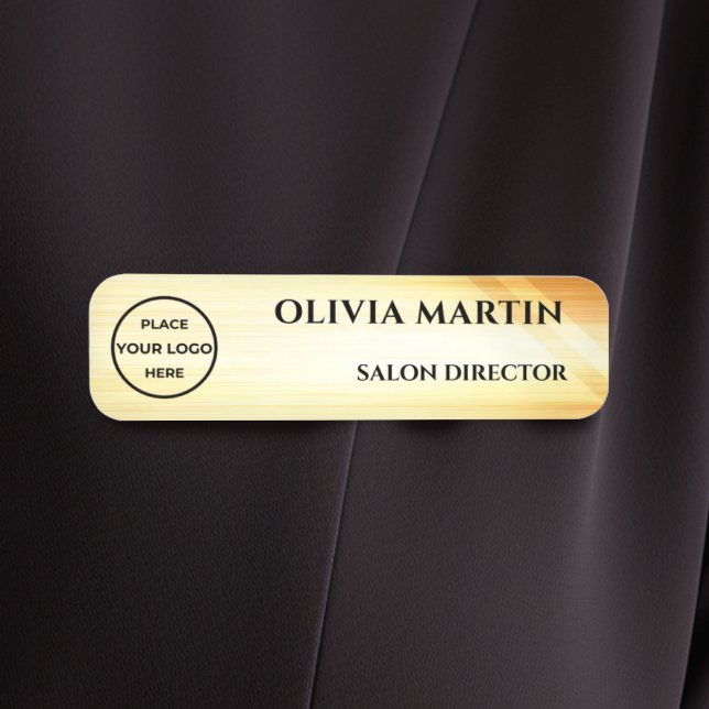 Wood-grain Gold-3 Magnetic Name Badge (Creator Uploaded)