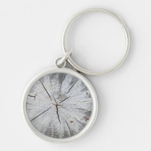 Wood Grain Gray Pine Tree Stump Photo Art 1 Keychain