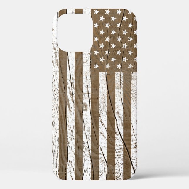 Wood Grain Grunge American Flag Case-Mate iPhone Case (Back)