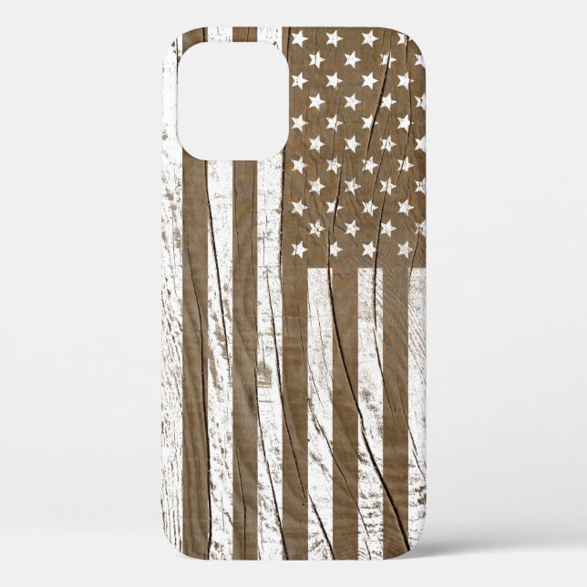 Wood Grain Grunge American Flag Case-Mate iPhone Case (Back)