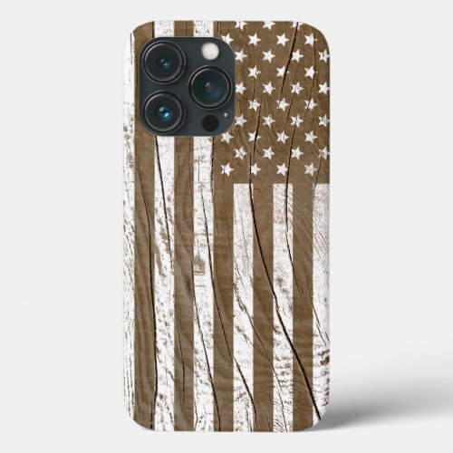 Wood Grain Grunge American Flag iPhone 13 Pro Case