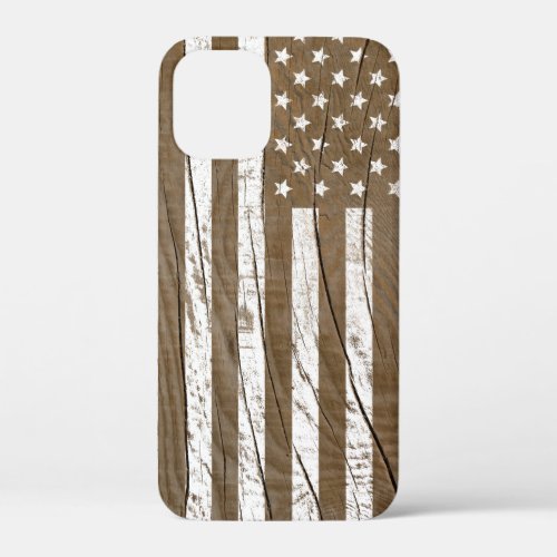 Wood Grain Grunge American Flag iPhone 12 Mini Case