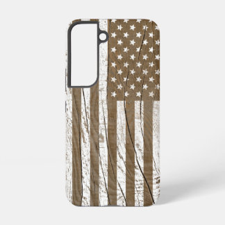 Wood Grain Grunge American Flag Samsung Galaxy S22 Case