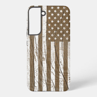 Wood Grain Grunge American Flag Samsung Galaxy S22+ Case