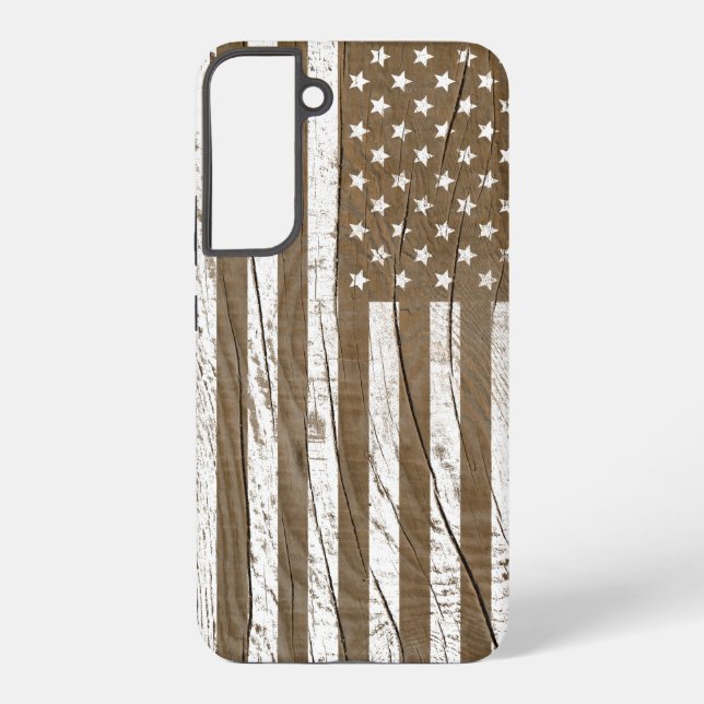 Wood Grain Grunge American Flag Samsung Galaxy Case (Back)