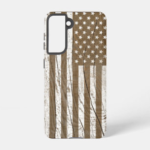 Wood Grain Grunge American Flag Samsung Galaxy S21 Case