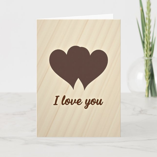 Wood Grain Hearts I Love You Card (Front)