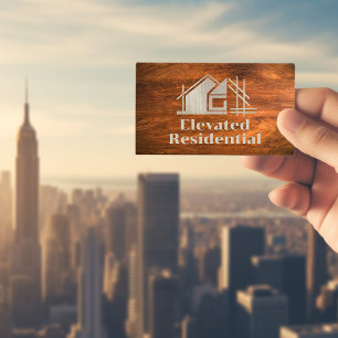Wood Grain Home Logo Business Card