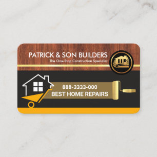 Wood Grain Home Wheelbarrow Construction  Business Card