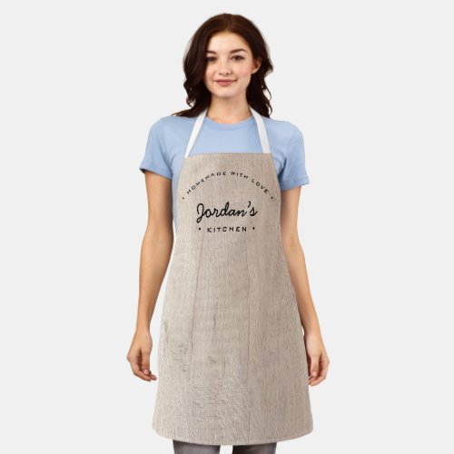 Wood Grain Homemade with Love Custom Kitchen Apron