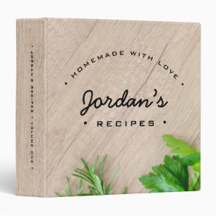 Wood Grain Homemade with love Custom Recipe 3 Ring Binder