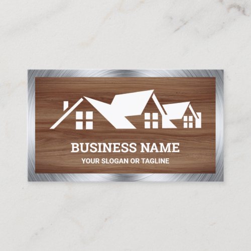 Wood Grain House Roofing Construction Roofer Business Card