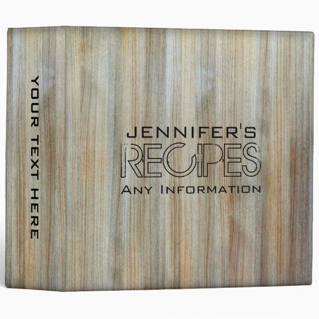 Wood Grain Kitchen Cooking #2 3 Ring Binder (Front/Spine)