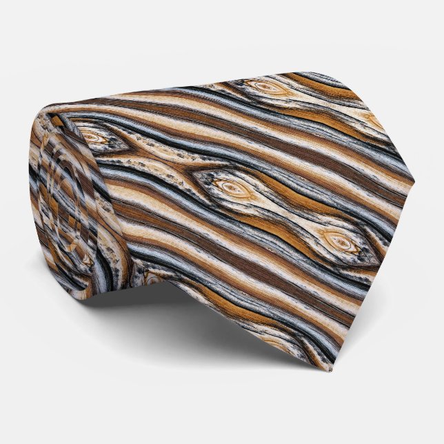 Wood Grain Knot Pattern Neck Tie (Rolled)