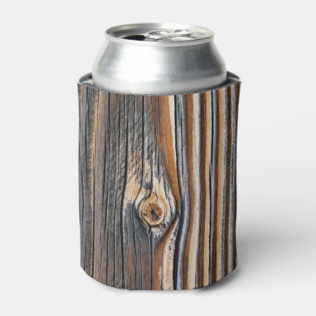 Wood Grain Knot Texture Can Cooler (Can Front)