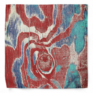 Wood Grain Knot Texture in Red Blue White Bandana