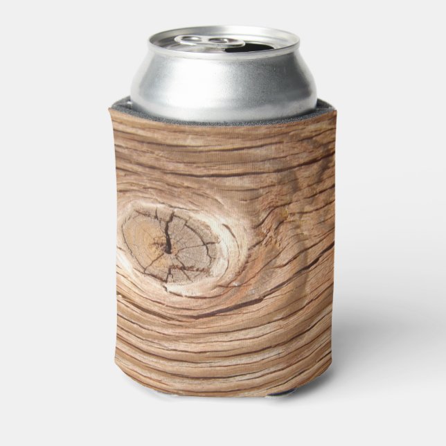 Wood Grain Knothole Can or Bottle Cooler (Can Back)