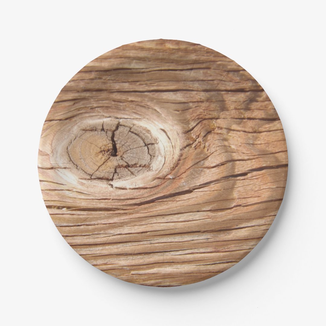 Wood Grain Knothole Paper Plates Zazzle