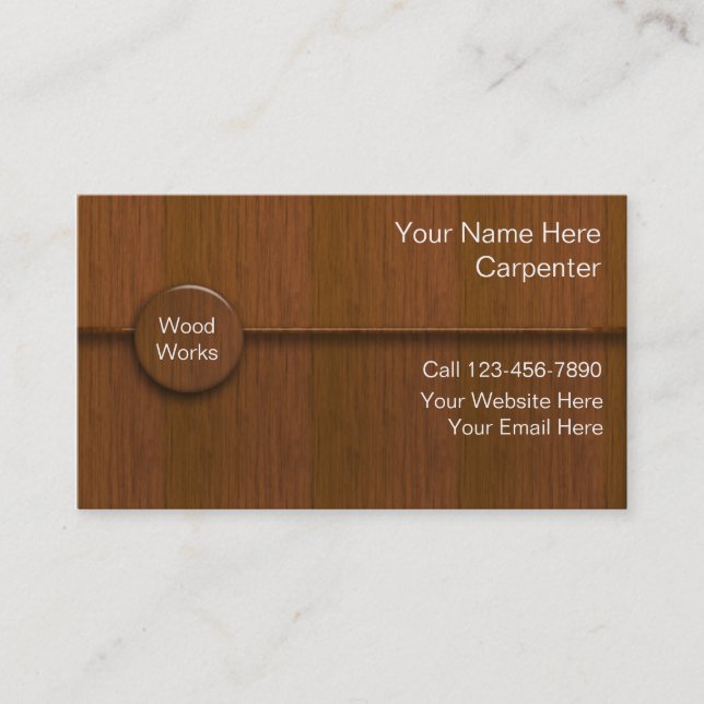 Wood Grain Look Carpentry Theme Business Card (Front)