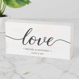 Wood Grain Love script Rustic Wedding Wooden Box Sign