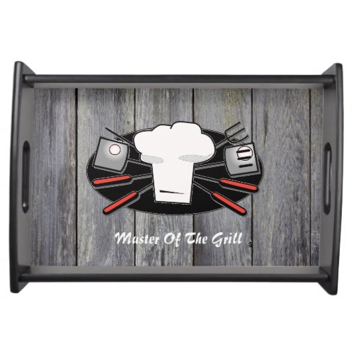 Wood Grain Master Of The Grill Serving Tray