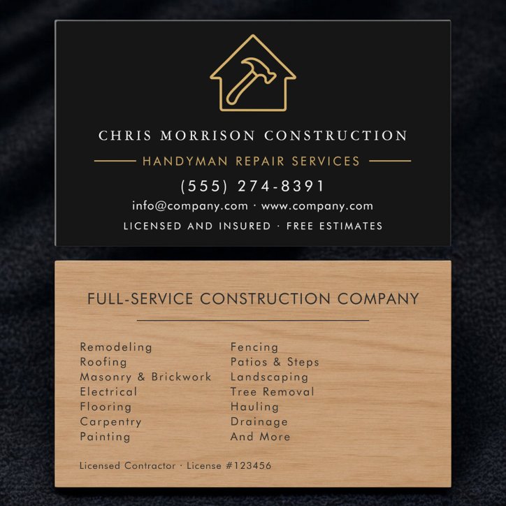 Wood Grain Modern Handyman Business Card